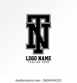 Logo design graphic concept creative premium vector stock image top sell initial TN or NT sport font connect line athletic monogram typography branding