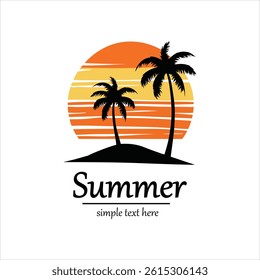 Logo design graphic concept creative premium vector stock image graphic palm boat bird wave sunset island travel tourism to yacht surf exotic paradise