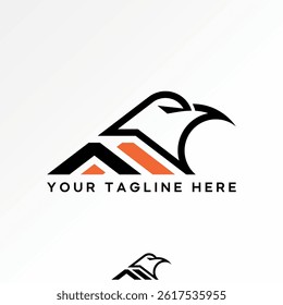 Logo design graphic concept creative premium vector stock image top sell initial M font line bird head eagle hawk monogram animal hunter wild strength