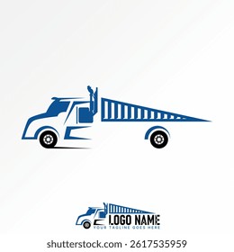 Logo design graphic concept creative premium vector stock image top sell head truck bed fast cargo shipping express vehicle van lorry logistic drive