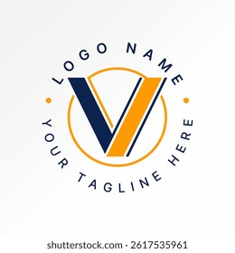 Logo design graphic concept creative premium vector stock image top sell initial V sans serif font with cutting line circle to monogram property home