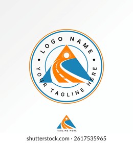 Logo design graphic concept creative premium vector stock image top sell triangle road with sun rays at the end street car to transport faith religion
