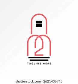 Logo design graphic concept creative premium vector stock image top sell initial M2 N2N N2M font line consulting architect roof house real home estate