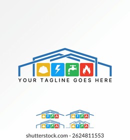 Logo-Design-Grafik-Konzept kreative Premium-Vektor Stock Bild Top verkaufen Helm Donner Wasser Wasserhahn Feuer Dach Haus elektrische Projekt Reparatur