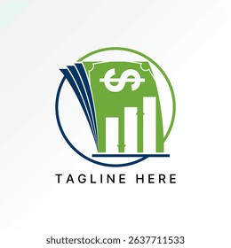 Logo design graphic concept creative premium vector stock image top sell dollar money arrow up down chart diagram inflation rate risk market business