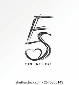 Logo design graphic concept creative premium vector stock image top sell initial ES font scratch love romantic valentine vandalism date memory broken