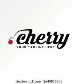 Logo design graphic concept creative premium vector stock image top sell text word Cherry font fruit organic fresh juicy harvest botanical berry sweet