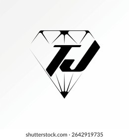 Logo design graphic concept creative premium vector stock image top sell abstract unique diamond line art initial TJ font love to elegant ring luxury