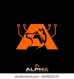 Logo design gráfico conceito criativo premium vetor imagem de stock top sell inicial A fonte cabeça cão lobo animal selvagem ponto arte predador alfa monograma