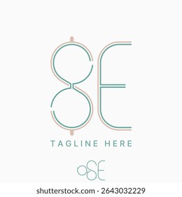 Design de logotipo conceito gráfico criativo premium vetor imagem de stock top sell inicial SE 8E fonte óculos de olho linhas duplas monograma visão médica optic len