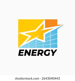 Logo design graphic concept creative premium vector stock image top sell star crooked solar cell speed fast renewable energy electric power panel sun