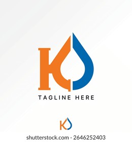 Concepto gráfico de diseño de logotipo creativo premium stock de Vector de Imagen superior venta inicial K O fuente de agua de la gota de tubería de plomería monograma servicio de drenaje de reparación del hogar