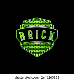 Design de logotipo conceito gráfico criativo premium vetor stock imagem top sell emblema guarda segurança Brick wall shield fitness forte soldado edifício