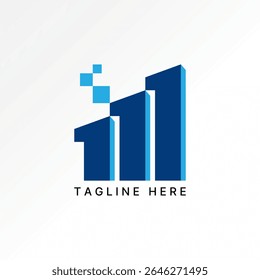 Logo design graphic concept creative premium vector stock image top sell initial 111 M font bar chart graph square tech symbol monogram business trade