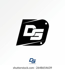 Logo design graphic concept creative premium vector stock image top sell initial DS font on metal steel plate blacksmith iron material manufacture art