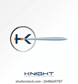 Logo design graphic concept creative premium vector stock image top sell initial K font sword knight warrior army soldier blade spartan battle sport