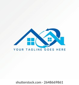 Logo design graphic concept creative premium vector stock image top sell simple roof house with recycle cut swoosh renewable energy home development