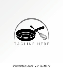 Logo design graphic concept creative premium vector stock image top sell cooking pan and egg beater chef cooking cafe menu shaker food cake bakery tea