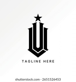 Design de logotipo conceito gráfico criativo premium vetor imagem de stock top sell inicial LUI ou LVI linha de fonte escudo gótico arte estética arte cônica marca monograma