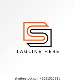 Logo design graphic concept creative premium vector stock image top sell initial S font line square motif 3D pattern aesthetic art flip monogram brand