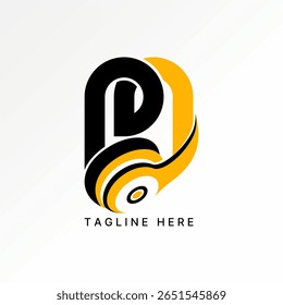 Logo design graphic concept creative premium vector stock image top sell initial PN or M font earphone headset DJ sound song listen play music voice