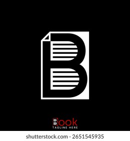Design de logotipo conceito gráfico criativo premium vetor stock imagem top sell letra B fonte sans serif corte papel negativo linha página aluno aprender