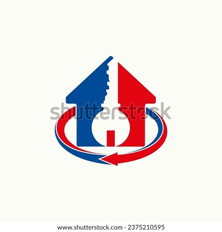 Logo design graphic concept creative abstract premium vector stock simple home key negative space ellipse arrow recycle. Related house lock the door
