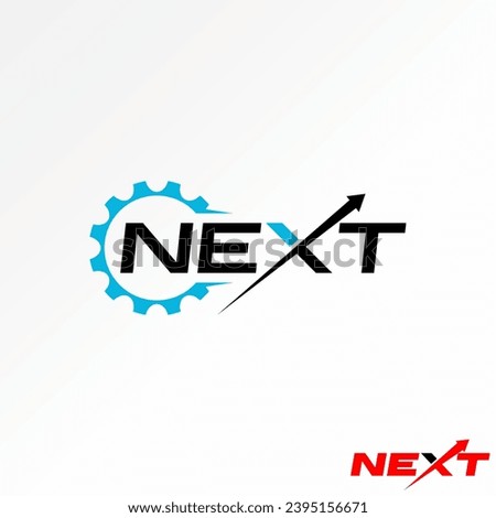Logo design graphic concept creative premium abstract vector stock unique letter word NEXT font gear arrow Related to monogram typography fast machine