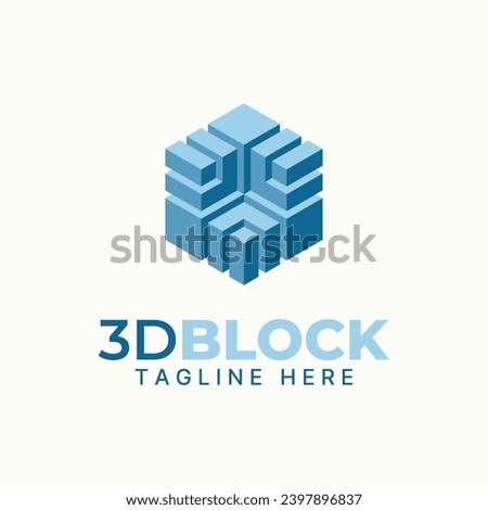 Logo design graphic concept creative abstract premium vector sign unique stock 3D hexagon elevation illustration. Related to manipulation shape colour