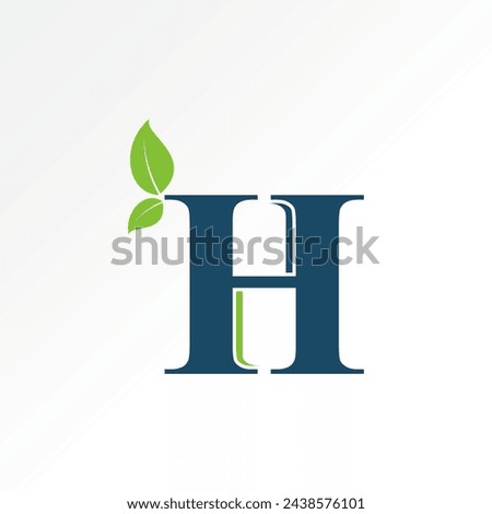 Logo design graphic concept creative premium vector stock initial letter H font pharmacy capsule leaves nature botany. Related madical madicine health