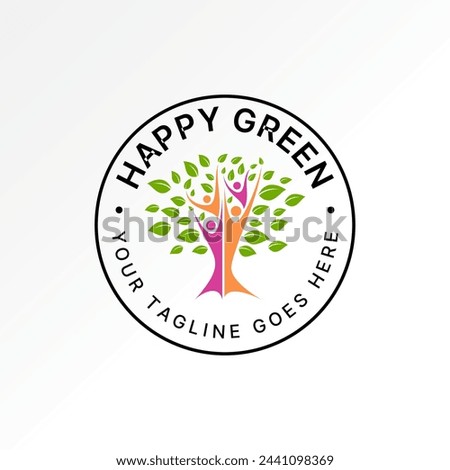 Logo design graphic concept creative premium vector stock abstract icon unique tree with 4 people active happy. Related to health care disease recovery