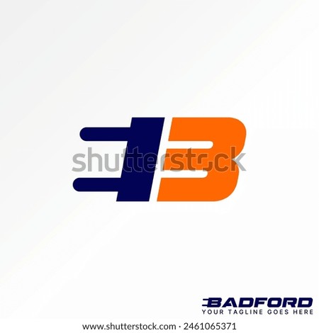 Logo design graphic concept creative vector premium stock abstract letter initial 3 or B italic sans serif font stecker. Related monogram beauty brand