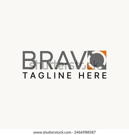 Logo design graphic concept creative vector premium stock abstract word text Bravo with negative space square arrow. Relate monogram typography brand