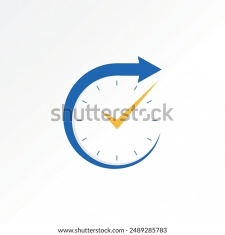 Logo design graphic concept creative abstract premium vector stock checklist wall clock watch time fast swoosh arrow. Related date speed period dial 
