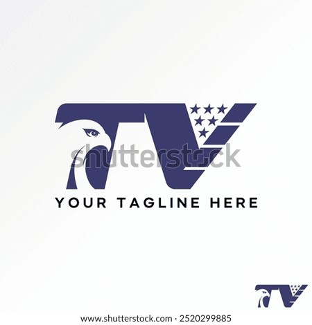 Logo design graphic concept creative premium vector stock letter TV sans serif italic font american flag eagle head. Related monogram typo television