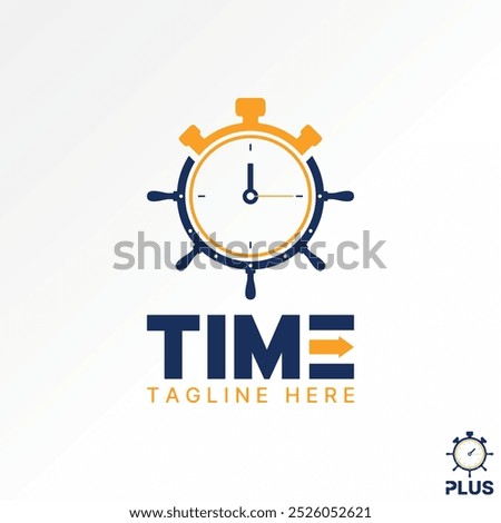 Logo design graphic concept creative abstract premium vector stock watch time alarm clock ship steering wheel. Related to sailor ship wake up deadline