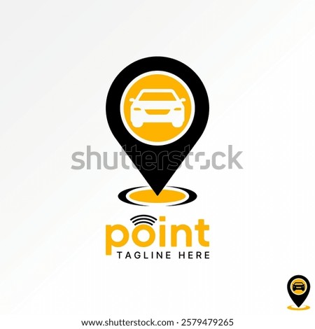 Logo design graphic concept creative premium vector stock image graphic point place car driver station GPS app maps to workshop street garage machine