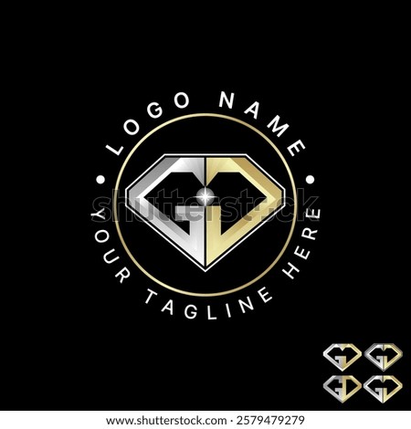 Logo design graphic concept creative premium vector stock image graphic initial GC GD font pentagon diamond superman to monogram typography jewellery