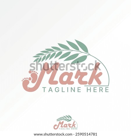 Logo design graphic concept creative premium vector stock image sell top text word Mark font petiole stalk leaves footprints to children play nature