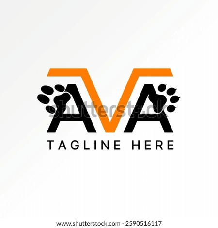 Logo design graphic concept creative premium vector stock image sell top initial AVA font dog bear footprints pet animal to monogram typography clinic