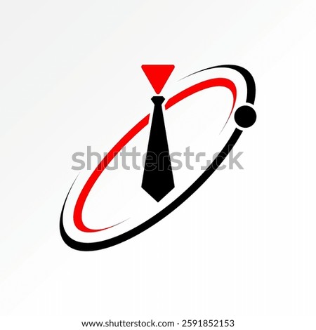 Logo design graphic concept creative premium vector stock image top sell simple play tie on circle 360 degrees swoosh ellipse art dress formal necktie