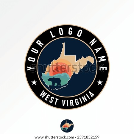 Logo design graphic concept creative premium vector stock image sell top west viginia maps bear wildlife animal scenic country forest tourism epic usa