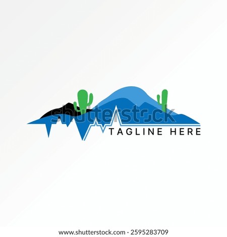 Logo design graphic concept creative premium vector stock image top sell mountain cactus frequency desert wild hill to landscape canyon travel arizona