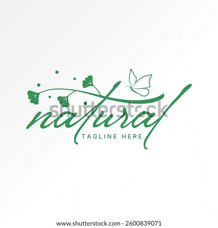 Logo design graphic concept creative premium vector stock image top sell text Natural script font butterfly flower leaf stalk art monogram beautiful