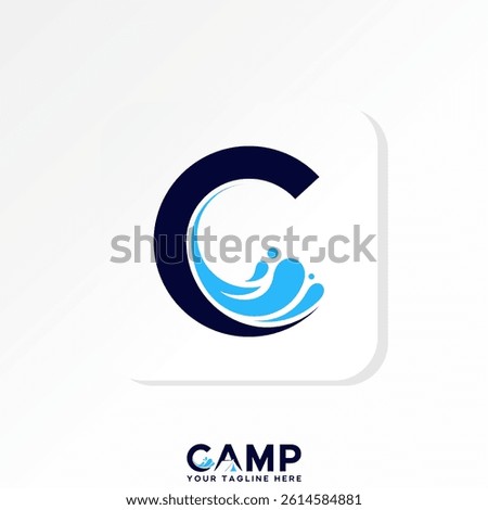 Logo design graphic concept creative premium vector stock image top sell letter C sans serif font wave coast aqua swim pool ocean splash travel season