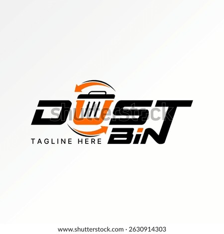 Logo design graphic concept creative premium vector stock image top sell text word Dustbin trash rubbish recycle junk dumpster cleaning reduce empty
