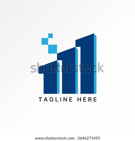 Logo design graphic concept creative premium vector stock image top sell initial 111 M font bar chart graph square tech symbol monogram business trade