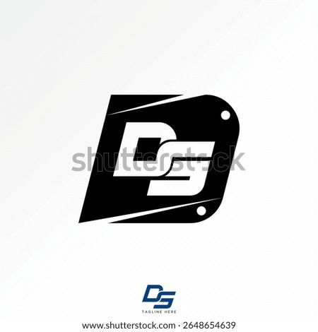 Logo design graphic concept creative premium vector stock image top sell initial DS font on metal steel plate blacksmith iron material manufacture art