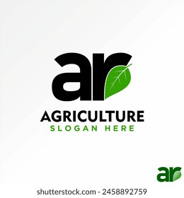 Logo design graphic creative concept premium abstract vector stock initial letter AR sans serif font with leaf nature. Related to typography monogram