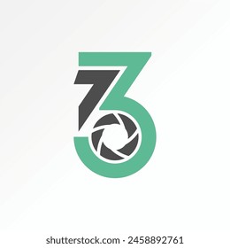 Logo design graphic creative concept premium abstract vector stock sport number 3 or 73 with capture shooting view. Related typography monogram brand